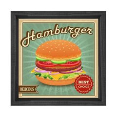 Hamburgerler Reklam Afişi Tablosu Siyah Ahşap Çerçeve - 100x100
