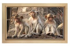 Üç Maymun Tablosu Naturel Ahşap - 45x30