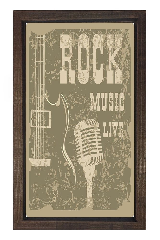 Rock Yaşamdır Tablosu Kahverengi Ahşap Çerçeve - 45x30