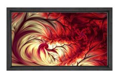 Kırmızı Ateş Agacı Tablosu Siyah Ahşap Çerçeve - 50x70