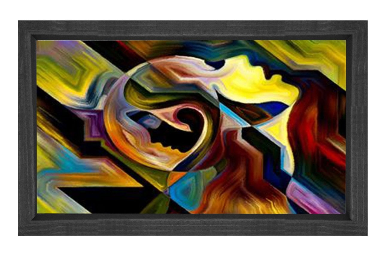 Soyut Reprodüksiyon Tablosu Siyah Ahşap - 100x200