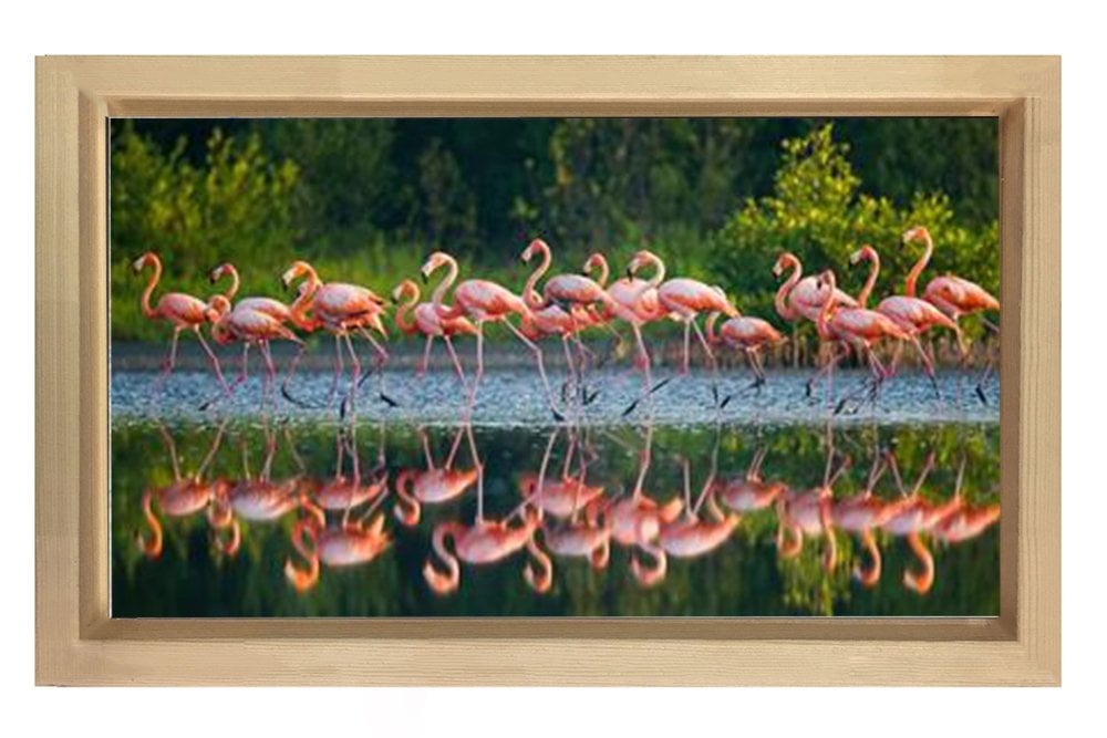 Flamingolar Tablosu Naturel Ahşap - 45x30