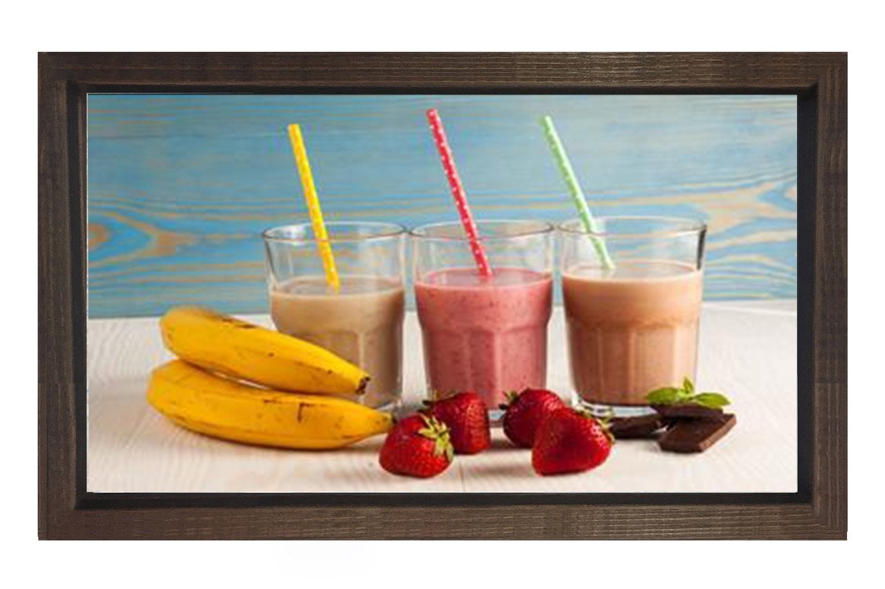 Lezzetli Milk Shakeler Tablosu Kahverengi Ahşap Çerçeve - 40x60