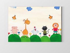 Sevimli Hayvanlar Ve Kuşlar Tablosu Çerçevesiz - 45x30