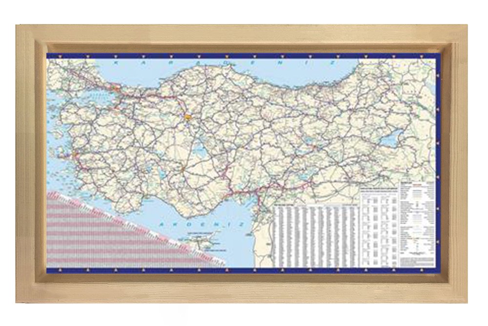 Türkiye Kara Yolu Haritası Tablosu Naturel Ahşap - 100x150