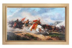 Mohaç Savaşı Tablosu Naturel Ahşap Çerçeve - 100x150