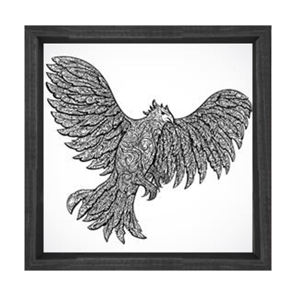 Kartal Boyama Tablo Tablosu Siyah Ahşap Çerçeve - 100x100