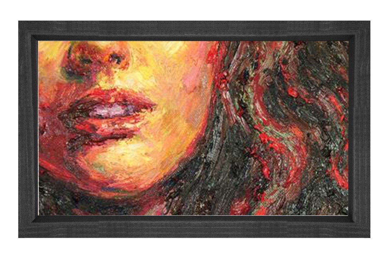 Genç Kadın Tablosu Siyah Ahşap Çerçeve - 50x70