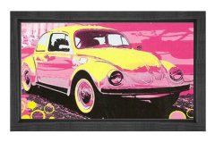 Sarı Pembe Vosvos Tablosu Siyah Ahşap - 50x70