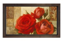 Güller Çiçek Dekoratif Tablosu Kahverengi Ahşap Çerçeve - 50x90