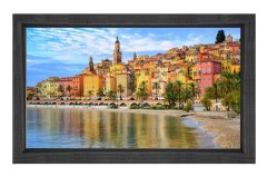 Kıyı Ve Şehir Tablosu Siyah Ahşap - 45x30