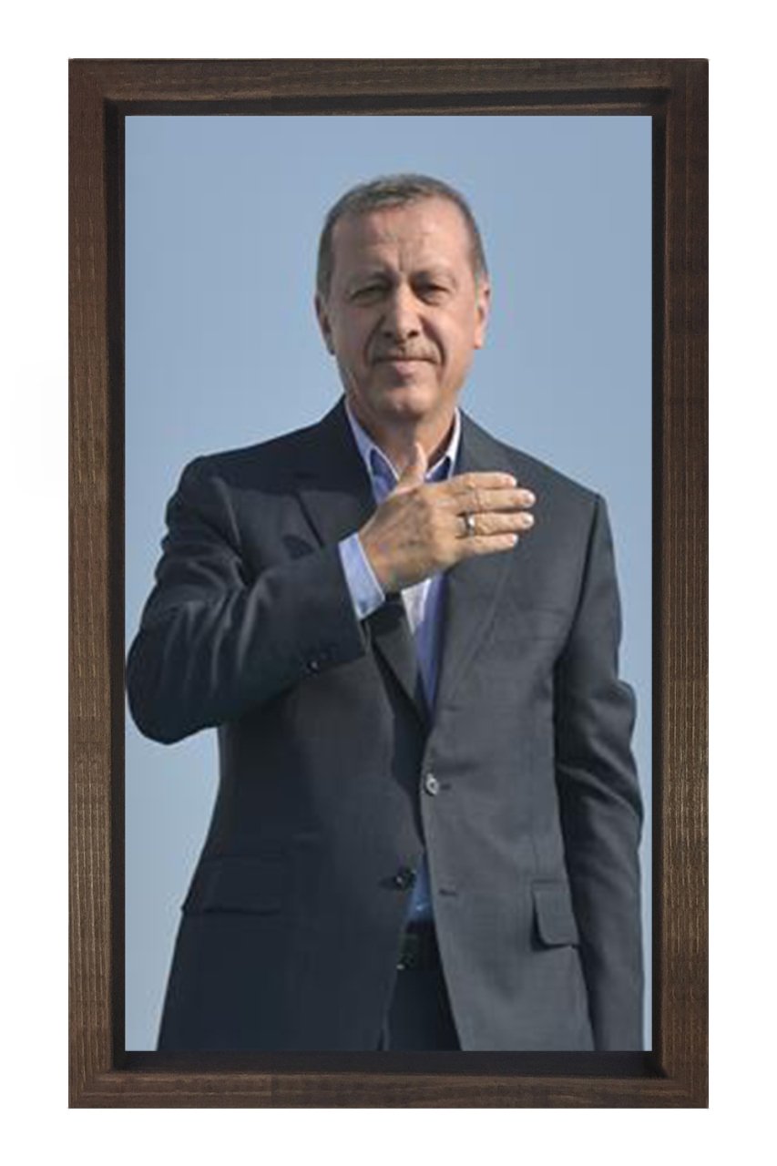 Sayın: Recep Tayyip Erdoğan Tablosu Kahverengi Ahşap Çerçeve - 50x70