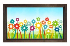  Çiçekler Tablosu Kahverengi Ahşap - 50x90