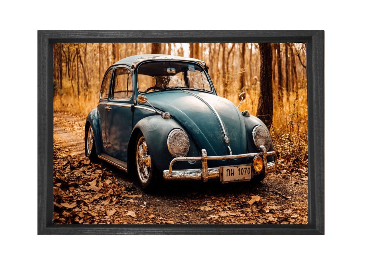 Mavi VosVos Tablosu Siyah Ahşap - 50x70