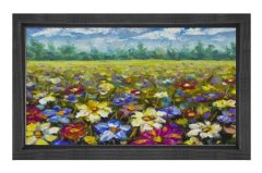Çiçekli Manzarası Yağlıboya Tablosu Siyah Ahşap - 70x100