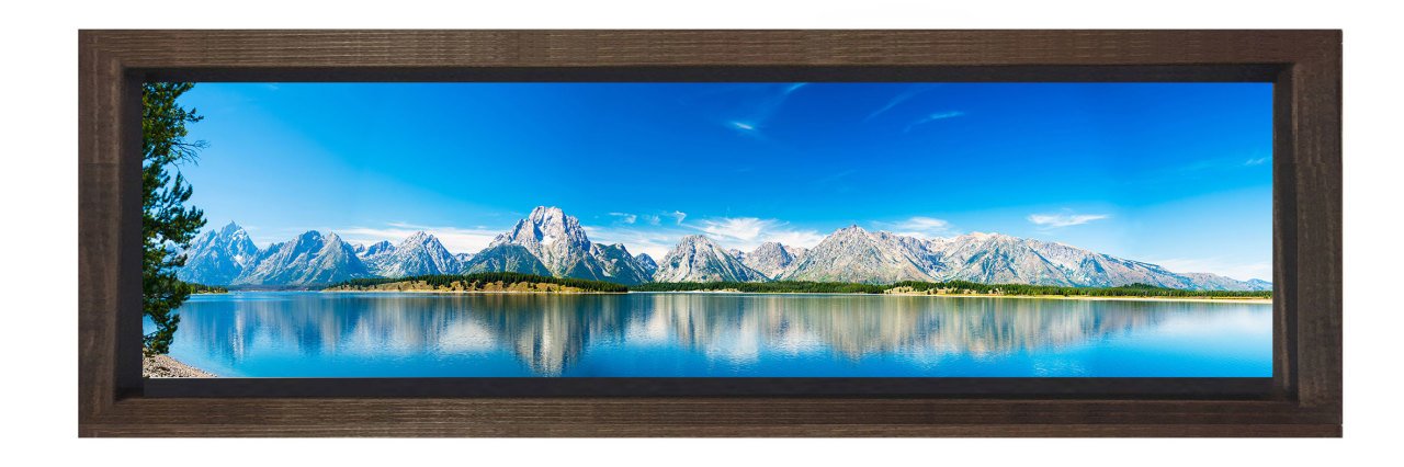 Ormanlı Göl Dağları Tablosu Kahverengi Ahşap Çerçeve - 150x50