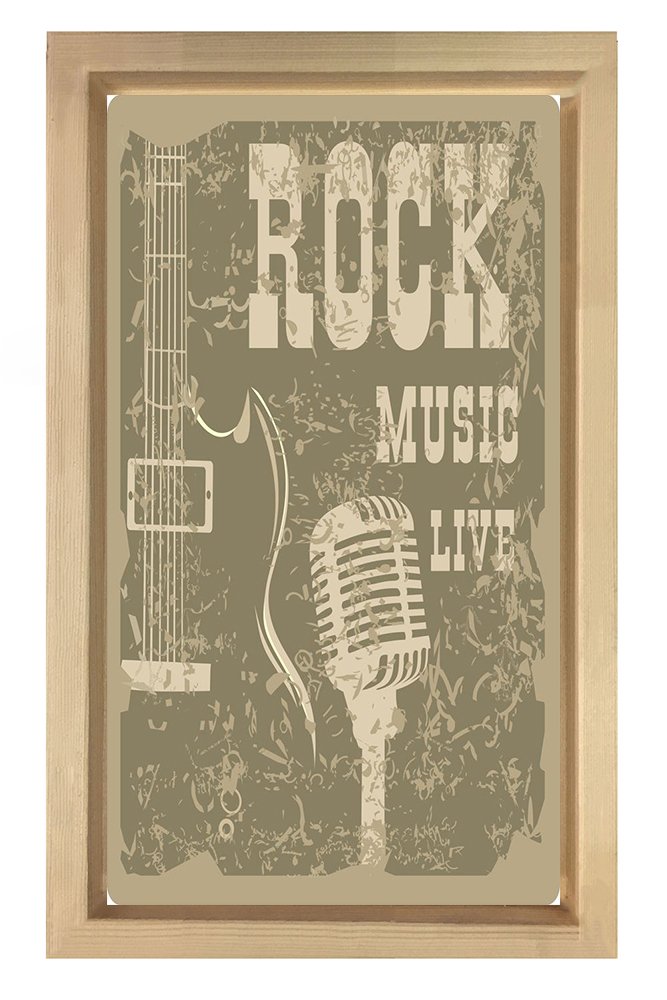 Rock Yaşamdır Tablosu Naturel Ahşap Çerçeve - 50x90