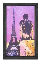 Eyfel Kulesi ve Genç Tablosu Siyah Ahşap Çerçeve - 40x60