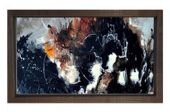 Soyut Reprodüksiyon Tablosu Kahverengi Ahşap - 50x70