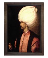 Sultan Süleyman Tablosu Kahverengi Ahşap Çerçeve - 100x200