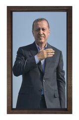 Sayın: Recep Tayyip Erdoğan Tablosu Kahverengi Ahşap Çerçeve - 70x100