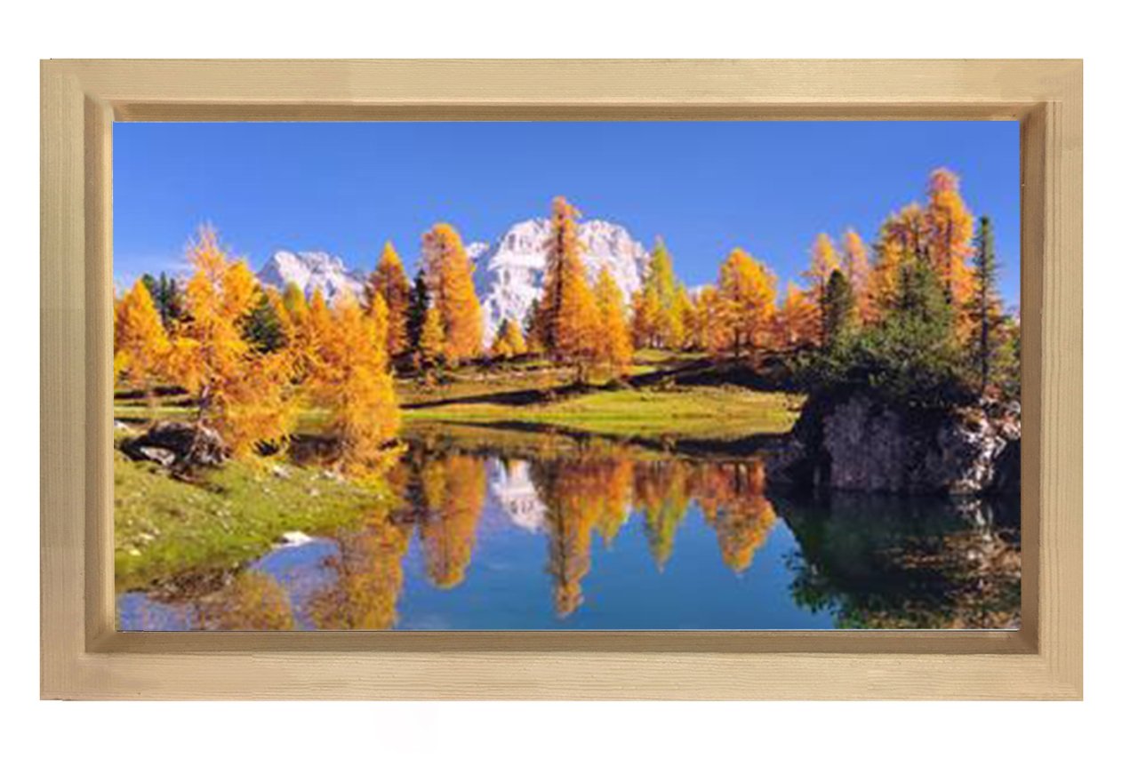 Sonbahar Ve Göl Tablosu Naturel Ahşap Çerçeve - 100x200