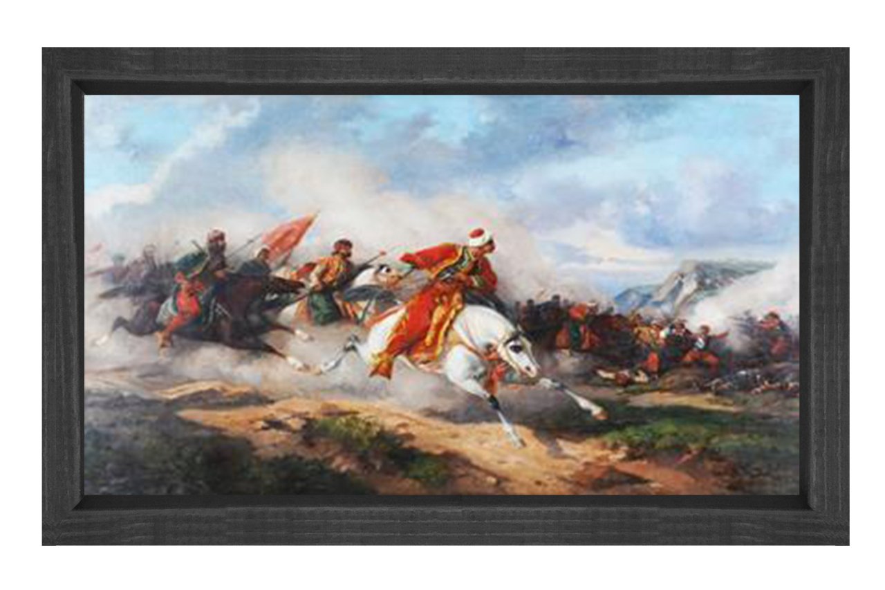 Mohaç Savaşı Tablosu Siyah Ahşap Çerçeve - 45x30