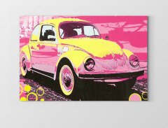 Sarı Pembe Vosvos Tablosu Çerçevesiz - 50x90