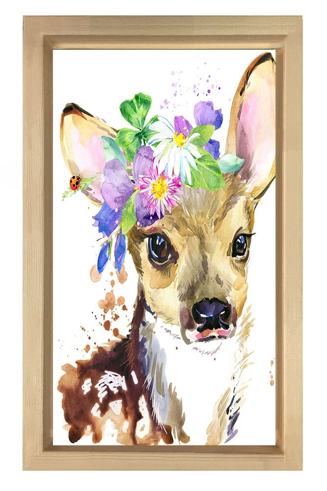 Yavru Ceylan Tablosu Naturel Ahşap - 40x60