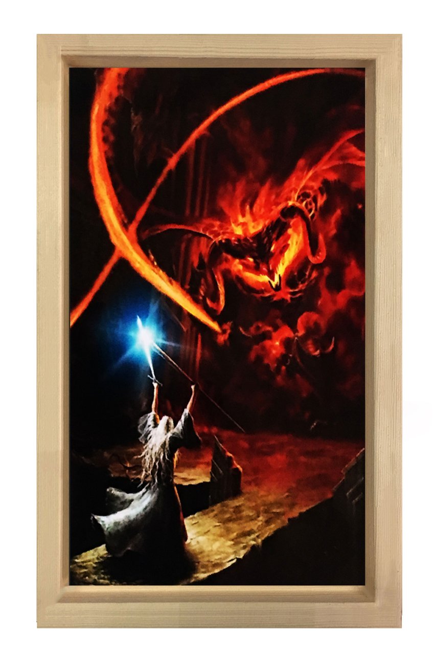 Baldrog VS Gandalf Tablosu Naturel Ahşap Çerçeve - 70x100