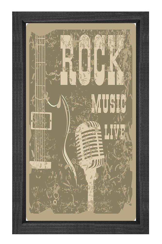 Rock Yaşamdır Tablosu Siyah Ahşap Çerçeve - 40x60