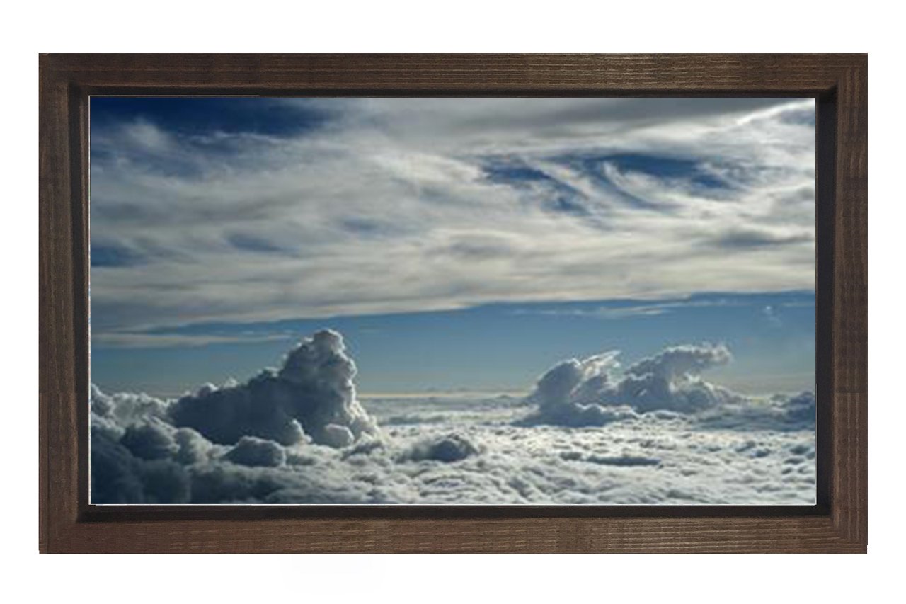 Bulutlu Gökyüzü Manzarası Tablosu Kahverengi Ahşap Çerçeve - 100x150