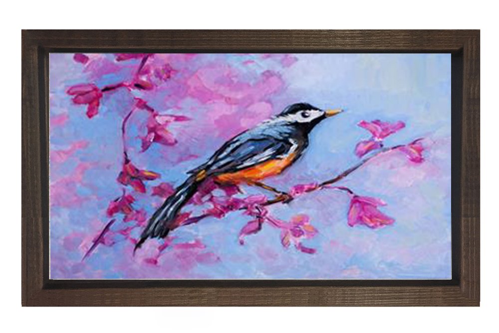 Kuş Tablosu Kahverengi Ahşap Çerçeve - 40x60