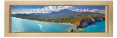 Dağ Kıyı Manzarası Tablosu Naturel Ahşap Çerçeve - 180x60