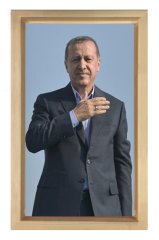 Sayın: Recep Tayyip Erdoğan Tablosu Naturel Ahşap Çerçeve - 45x30
