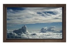 Bulutlu Gökyüzü Manzarası Tablosu Kahverengi Ahşap Çerçeve - 100x200