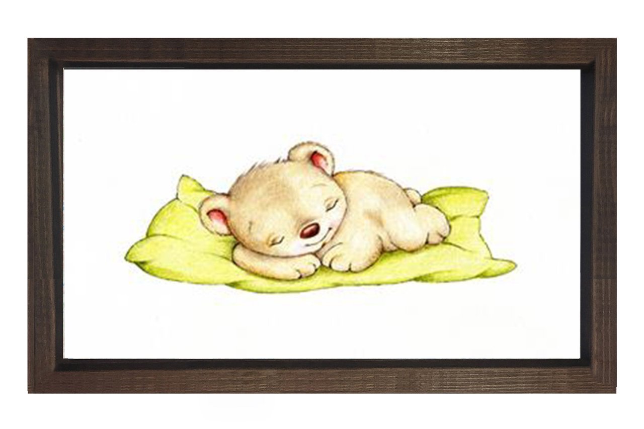 Uyuyan Tatlı Ayıcık Tablosu Kahverengi Ahşap Çerçeve - 40x60