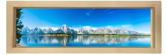 Ormanlı Göl Dağları Tablosu Naturel Ahşap Çerçeve - 150x50