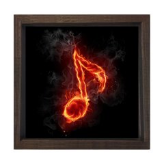 Ateş Nota Tablosu Kahverengi Ahşap Çerçeve - 100x100