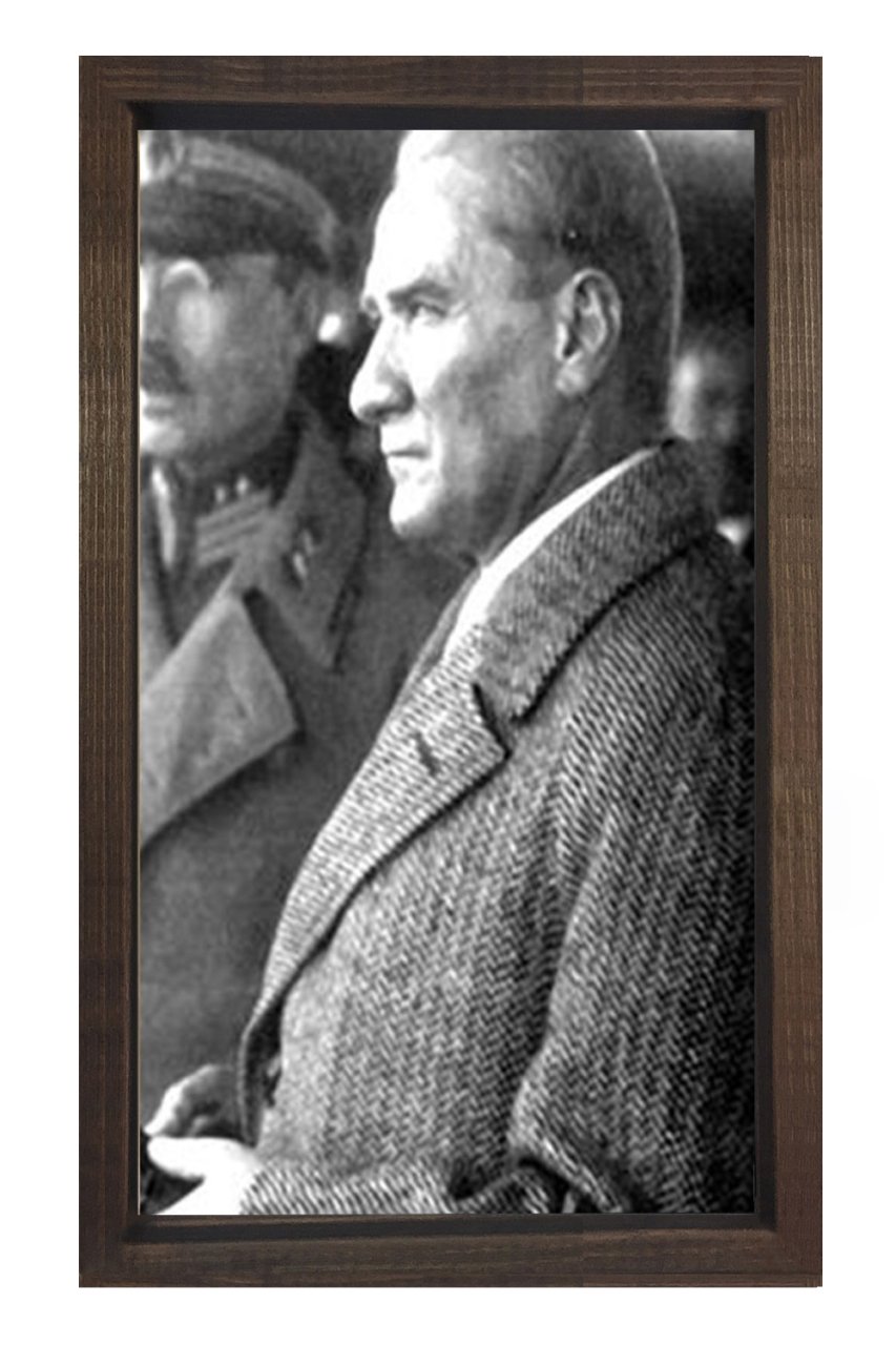 Atatürk Tablosu Kahverengi Ahşap - 100x150