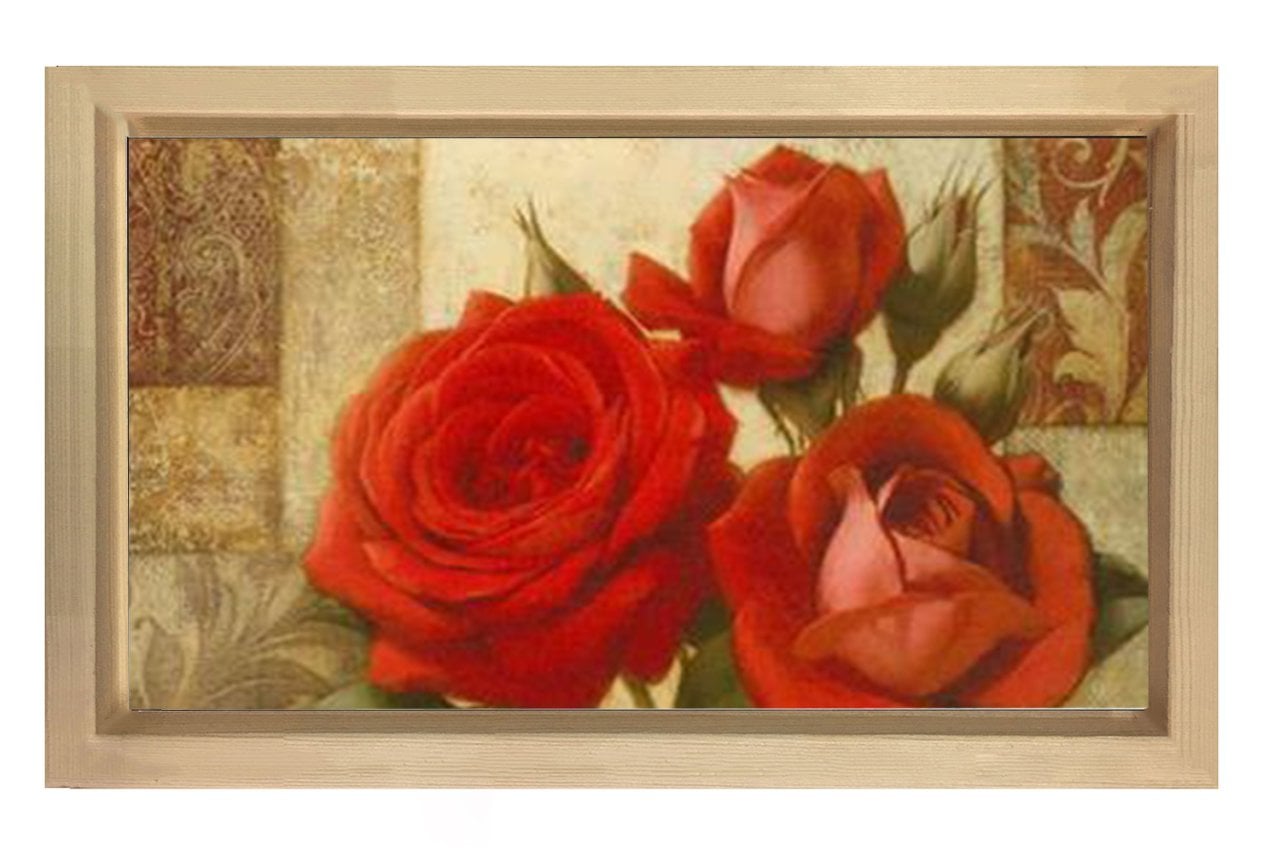 Güller Çiçek Dekoratif Tablosu Naturel Ahşap Çerçeve - 70x100