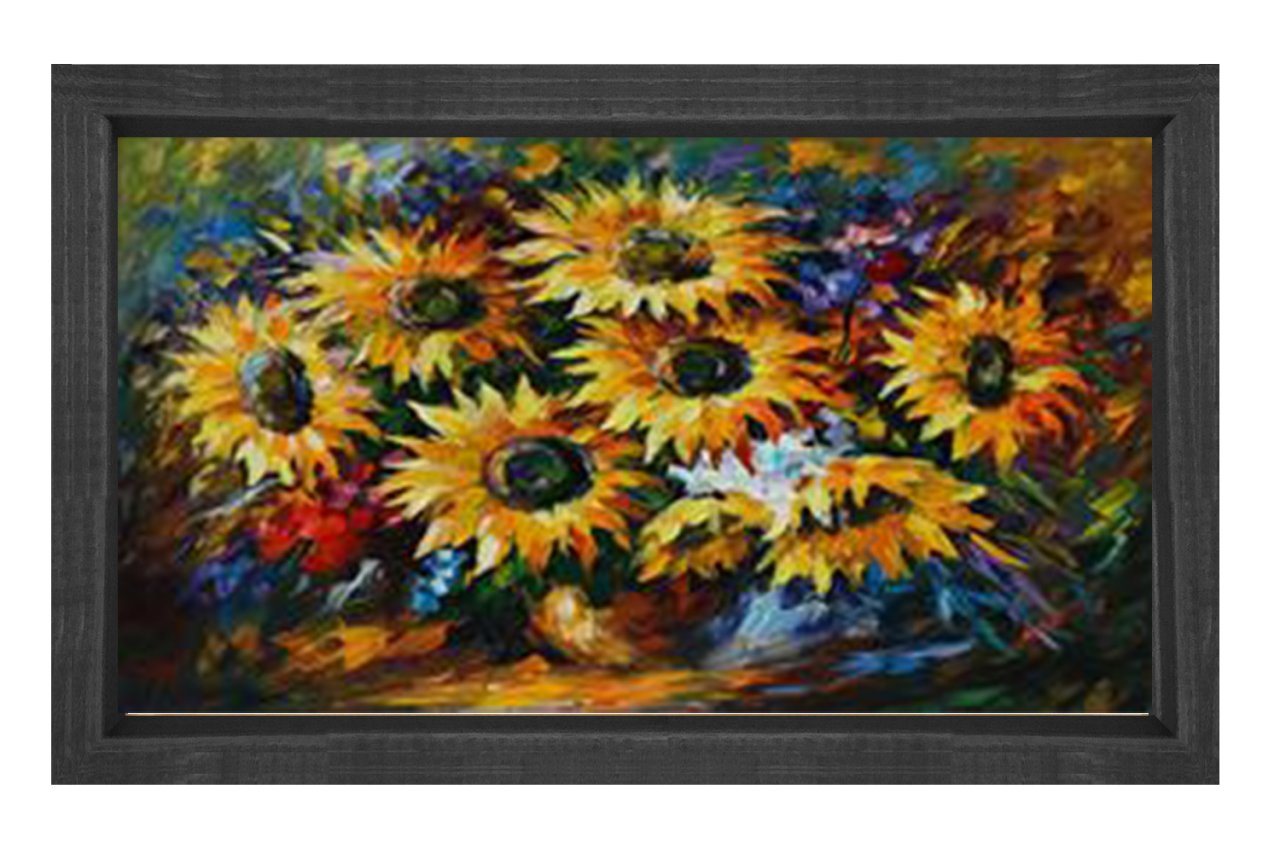 Vazoda Çiçekler Tablosu Siyah Ahşap - 45x30