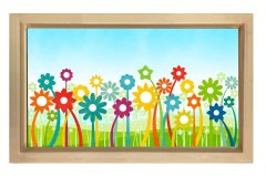  Çiçekler Tablosu Naturel Ahşap - 70x100