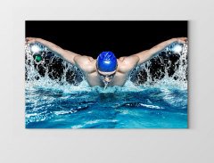 Yüzücü ve Havuz Tablosu Çerçevesiz - 50x70