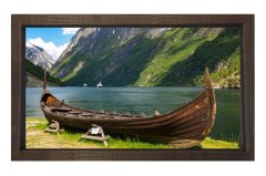 Nehir Ve Kano Tablosu Kahverengi Ahşap Çerçeve - 70x100