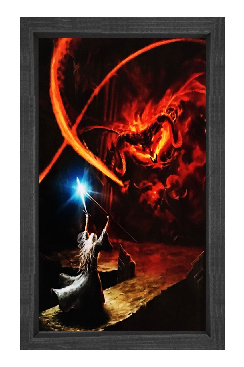 Baldrog VS Gandalf Tablosu Siyah Ahşap Çerçeve - 50x90