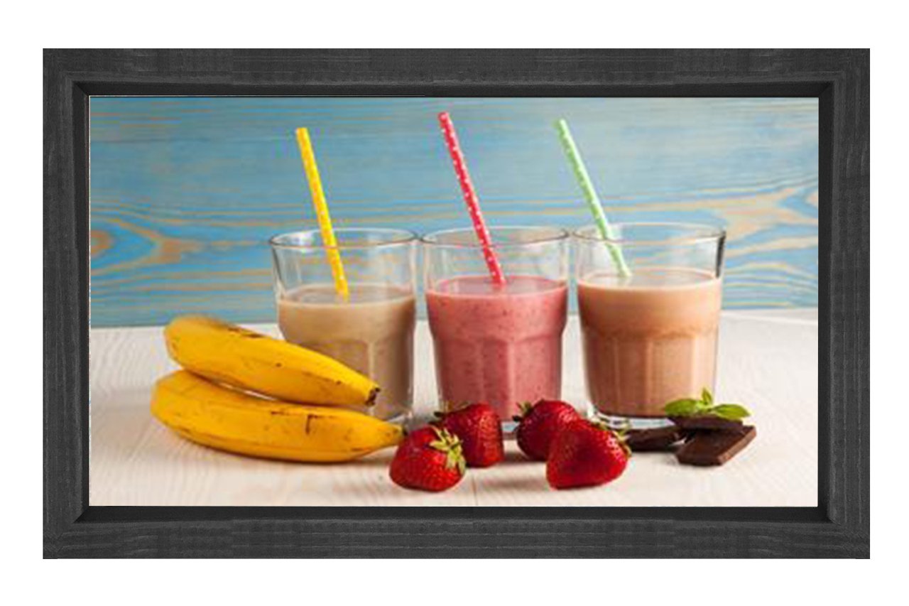 Lezzetli Milk Shakeler Tablosu Siyah Ahşap Çerçeve - 50x90