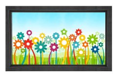  Çiçekler Tablosu Siyah Ahşap - 100x200