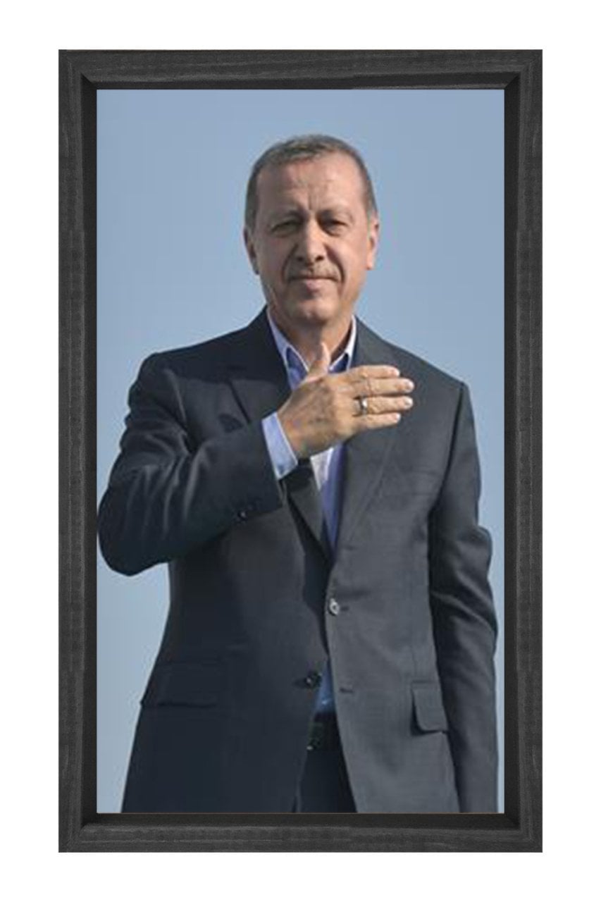 Sayın: Recep Tayyip Erdoğan Tablosu Siyah Ahşap Çerçeve - 100x150