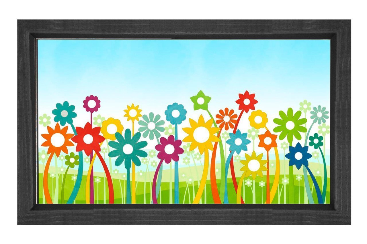  Çiçekler Tablosu Siyah Ahşap - 40x60